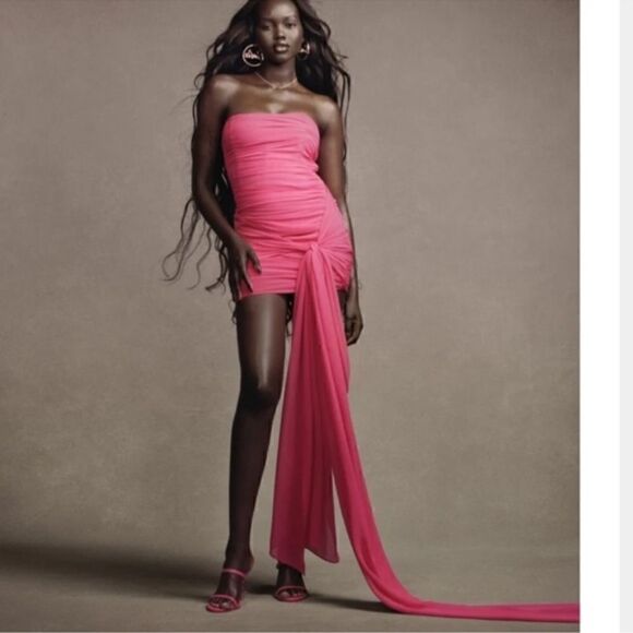 ZARA PINK DRAPED DRESS Summer fav - Picture 14 of 16